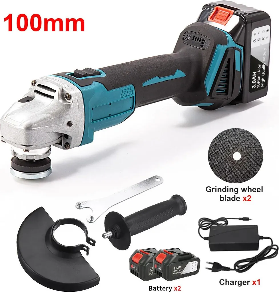 Meuleuse sans balais 800W disque 100mm moteur Brushless et 2 batteries