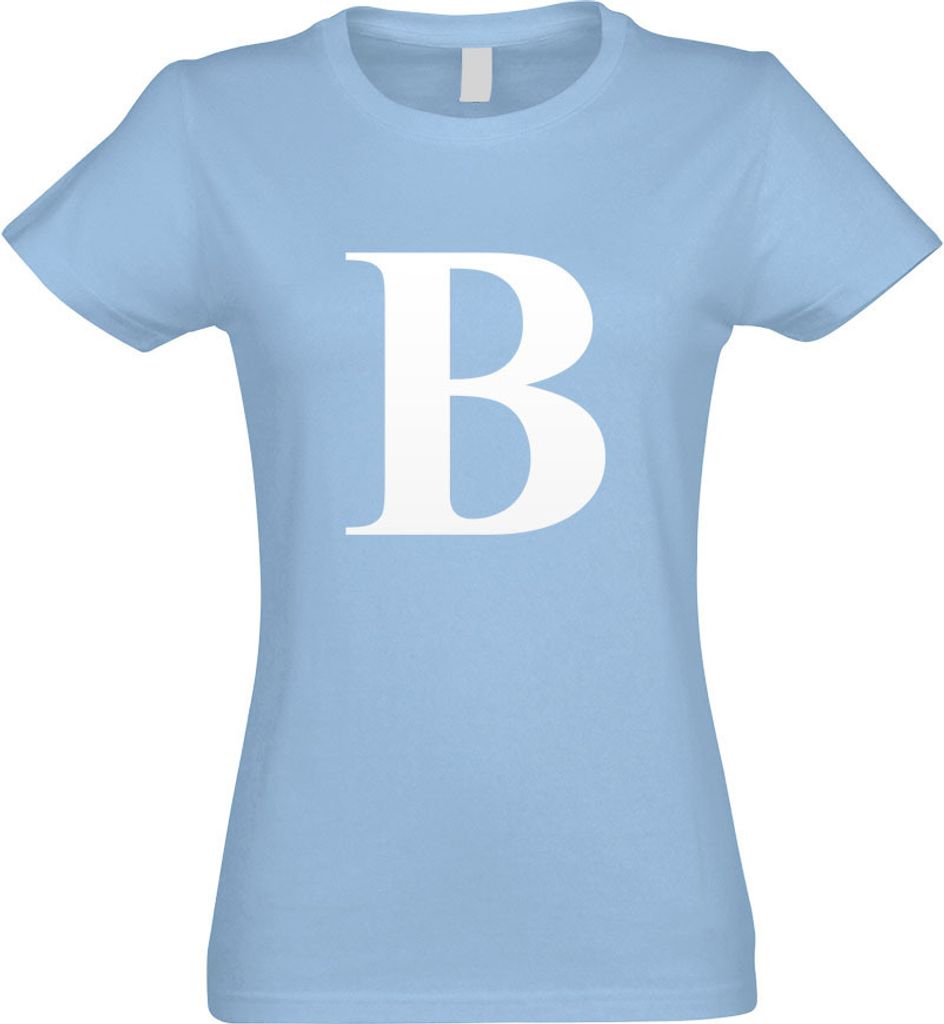 Kiwistar - T-Shirt tailliert - Damen - himmelblau - Buchstabe B - Alphabet - mit Motiv Bedruckt - Funshirt Design - Sport - Freizeit - Damen - XL