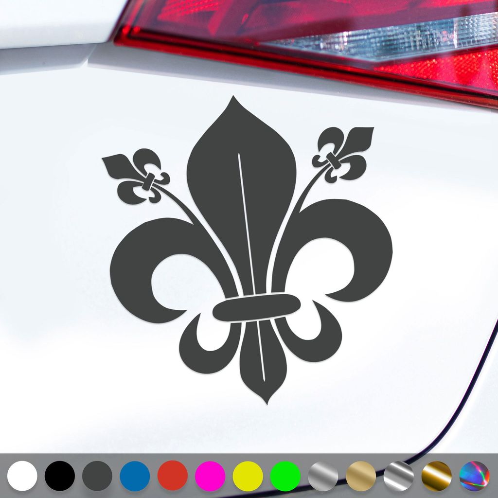 PantherPixel Lilie Aufkleber Französische Fleur De Lis Lys Sticker Auto Geschenkidee Farbe Dunkelgrau