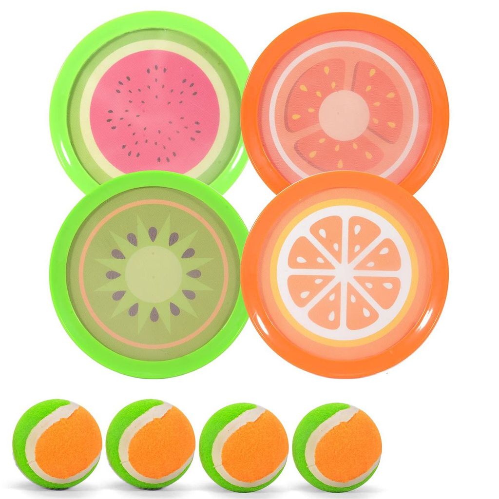 4er-Set Kinder-Klettball-Spiel mit Fruchtmotiven, Wurf-und Fangspiel für Kinder u Erwachsene,Strand- und Gartenspielzeug,für Outdoor,Garten und S...