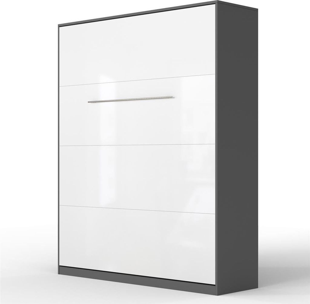SMARTBett Schrankbett Standard Anthrazit/Weiss Hochglanzfront 160 Vertikal