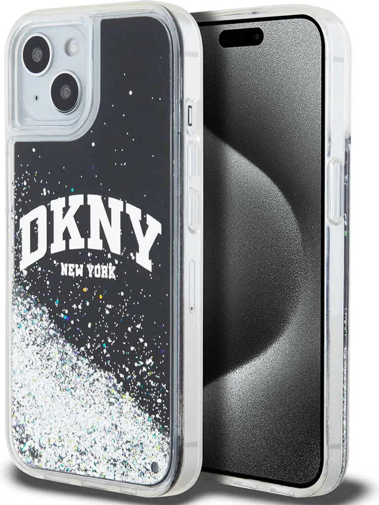 DKNY Custodia iPhone 15/14/13 DKHCP15SLBNAEK Liquid Glitter Nero