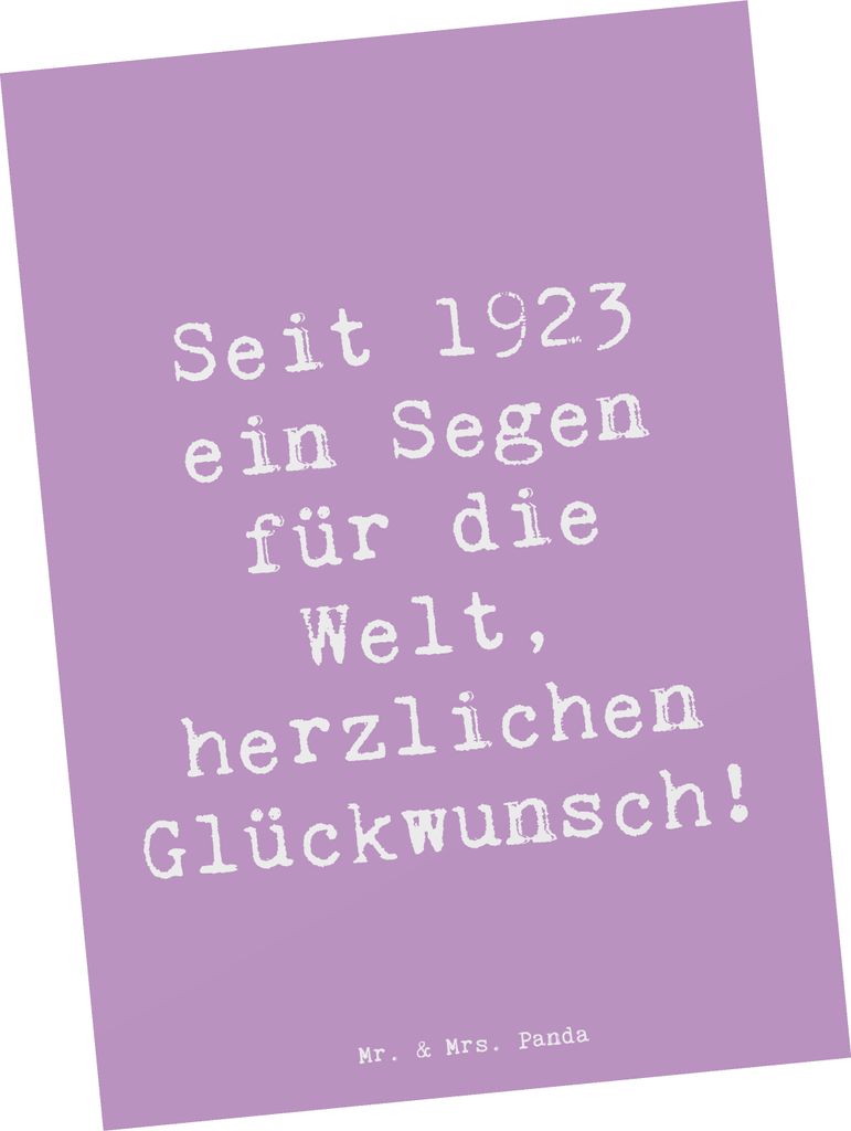 Mr. & Mrs. Panda Postkarte Spruch 1923 Geburtstag Segen - Produktbild 