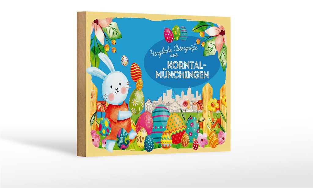 Holzschild Ostern Ostergrüße 18x12 cm KORNTAL-MÜNCHINGEN Geschenk Dekoration