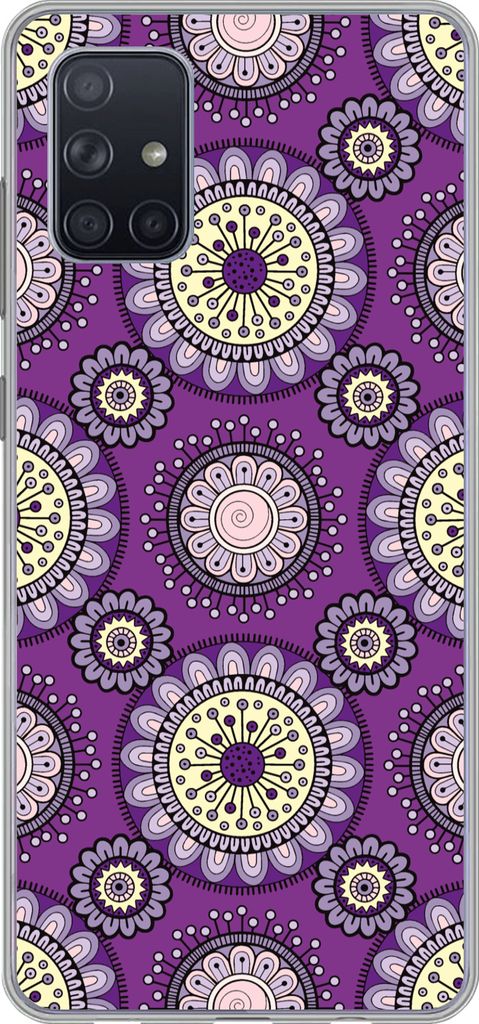 MuchoWow Handyhülle Schutzhülle Hülle für Telefoonhoesje Samsung Galaxy A51 5G Mädchen - Blumen - Lila - Muster - Mädchen - Kinder - Kinder...