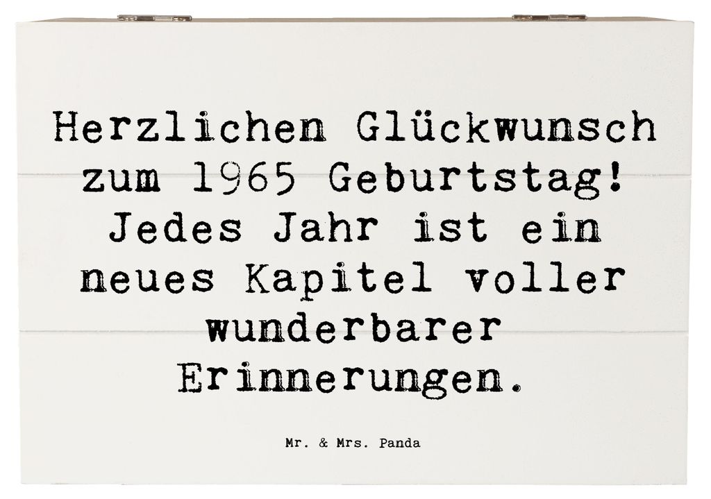 Mr. & Mrs. Panda Holzkiste Spruch 1965 Geburtstag 22 x 15 cm - Weiß - Geschenk, Holztruhe, Erinnerungen, Geburtstagsgeschenk, Liebe, mit Deckel, F...