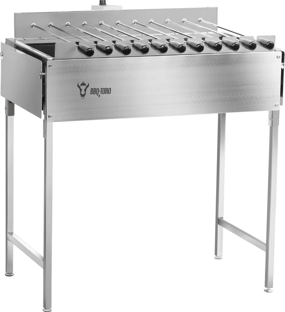 Barbecue Inox Anti-Brûlure avec 11 Brochettes à Rotation Automatique