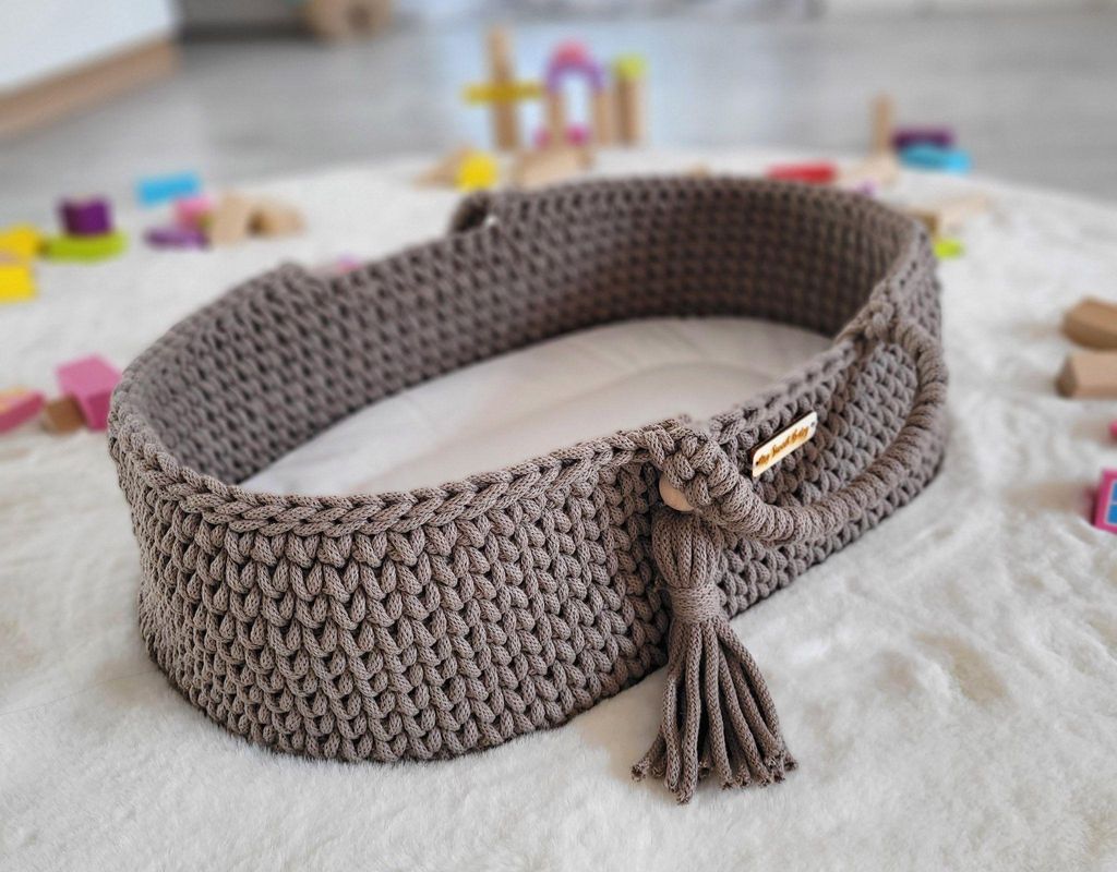 Mojžíšův koš pro panenky BOHO mocca od KleinBaby Obrázek produktu 