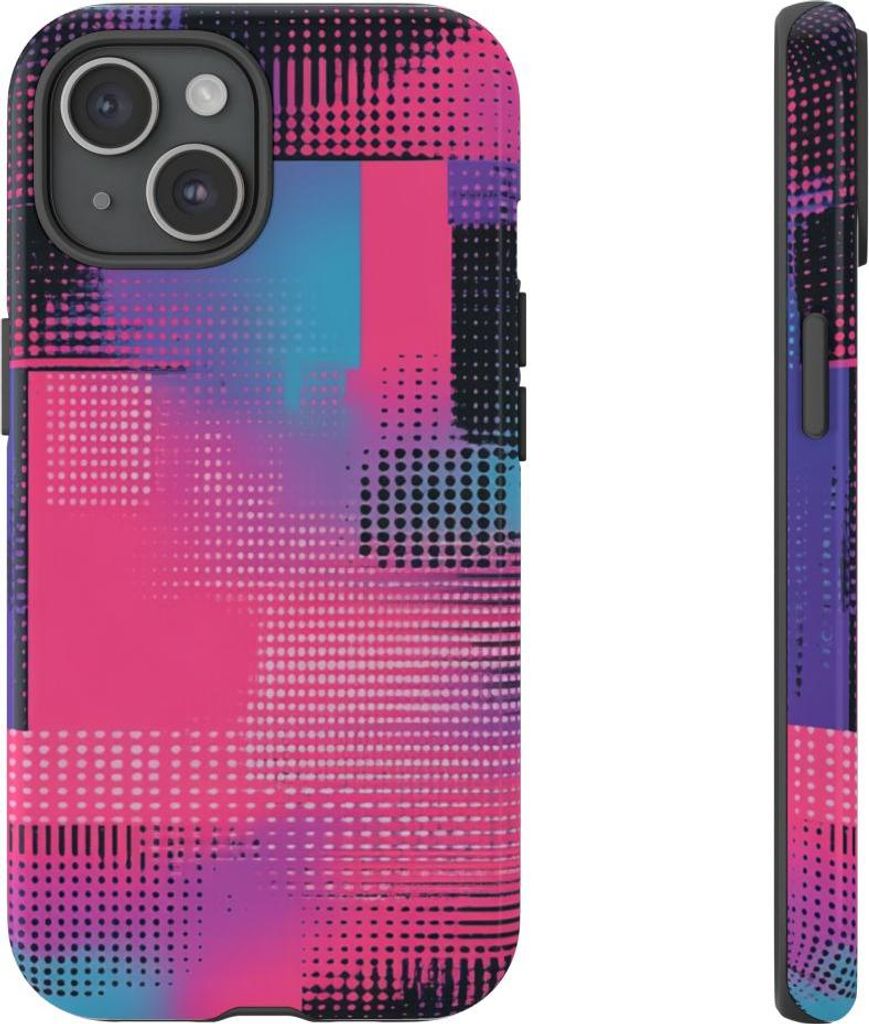 Lebhaftes abstraktes Geometriemuster – Hülle Kompatibel mit iPhone 15