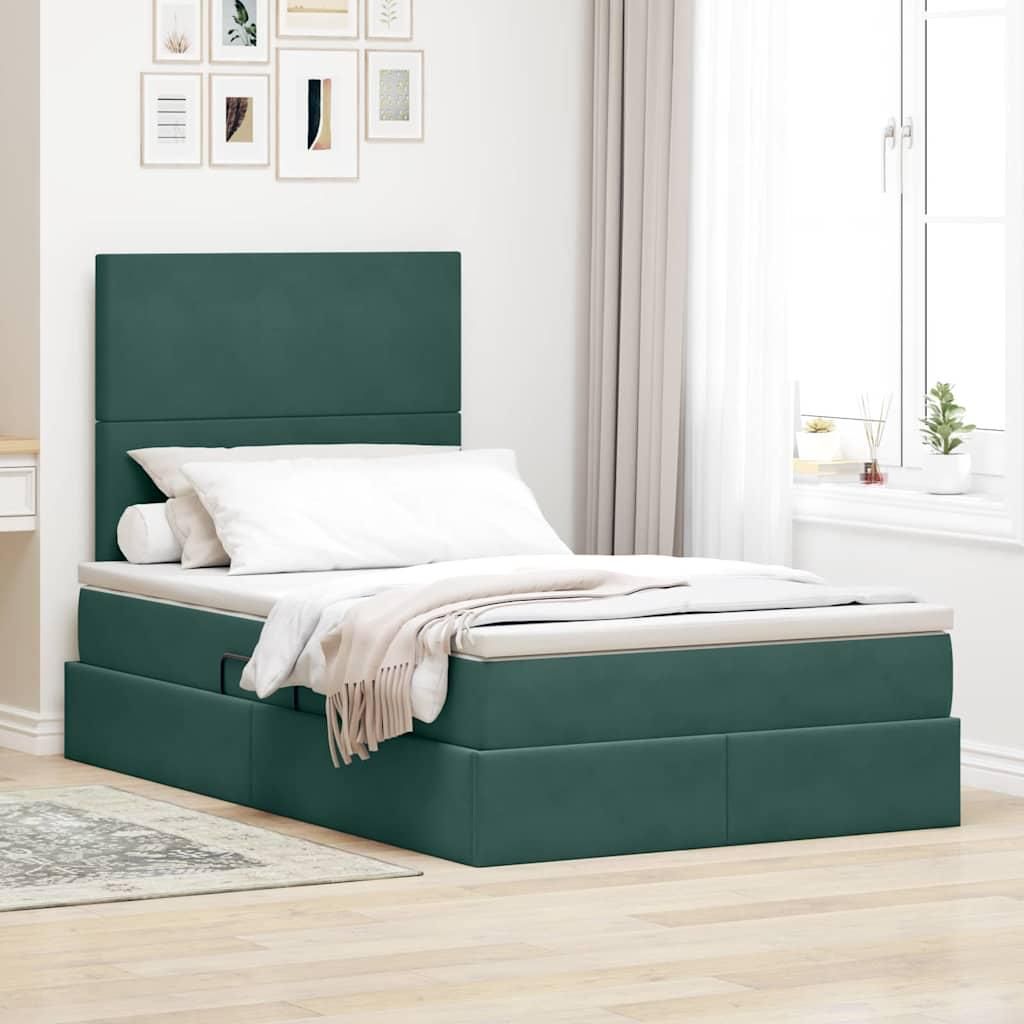 Maison Exclusive - Bett mit Stauraum und LED mit LED Dunkelgrün 120 x 200 cm Samt