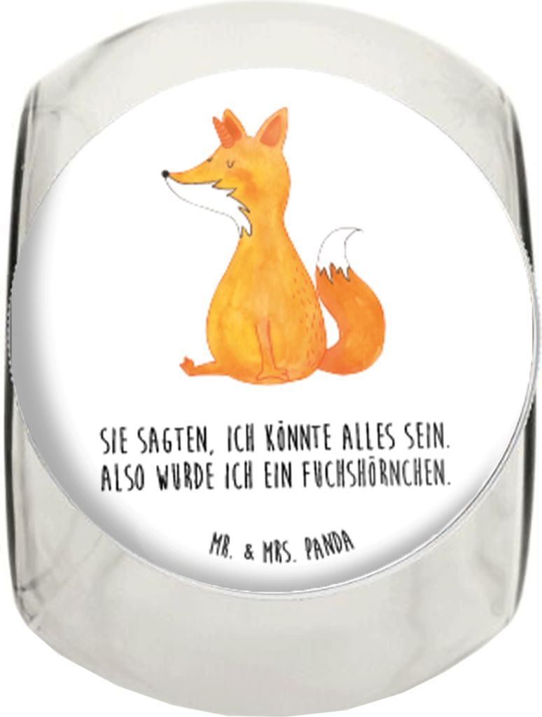 Mr. & Mrs. Panda Bonboniere Einhorn Fuchs XL 2000ml - Weiß - Geschenk, Unicorns, Vorratsbehälter, keksdose glas, Unicorn, schraubglas, Fuchshörn...