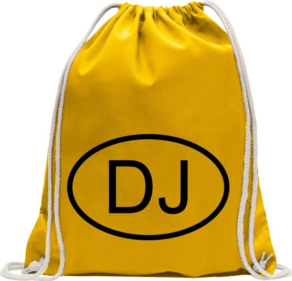 Kiwistar - Turnbeutel - gelb - Dschibuti DJ - Fun Rucksack Sport Beutel Gymsack Baumwolle mit Ziehgurt