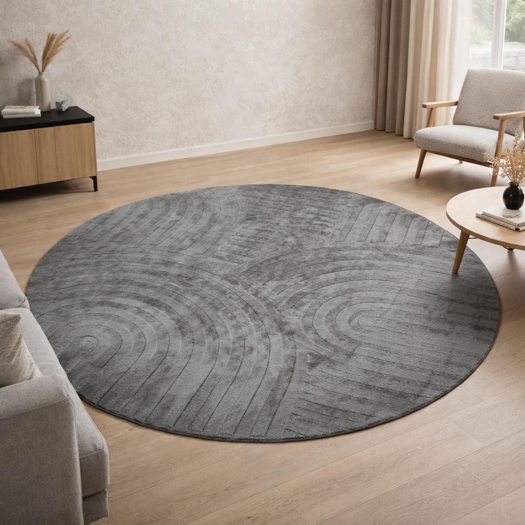 Milton & Oldbrook Teppich Ø 200 cm Trani Grau