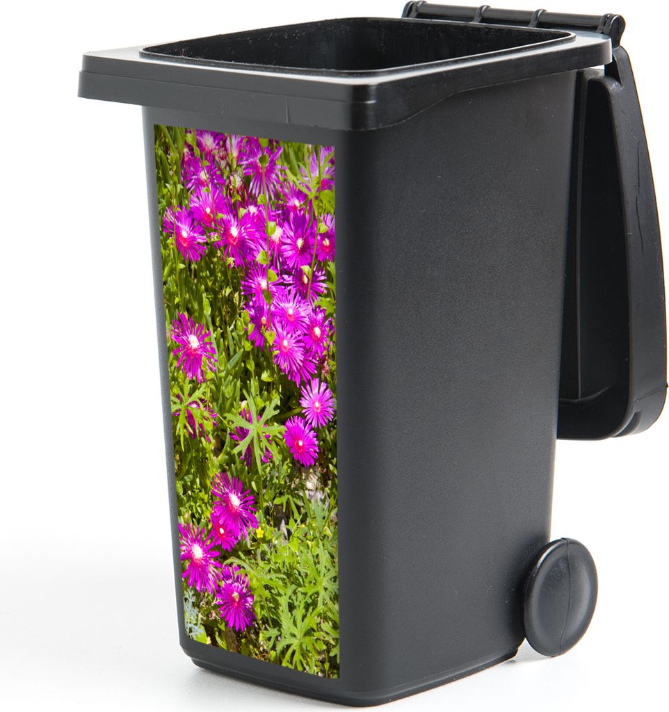 MuchoWow Mülltonnenaufkleber Asterblüten zwischen grünen Blättern 38x80 cm - Behälteraufkleber - Mülleimer-Aufkleber - Container-Aufkleber