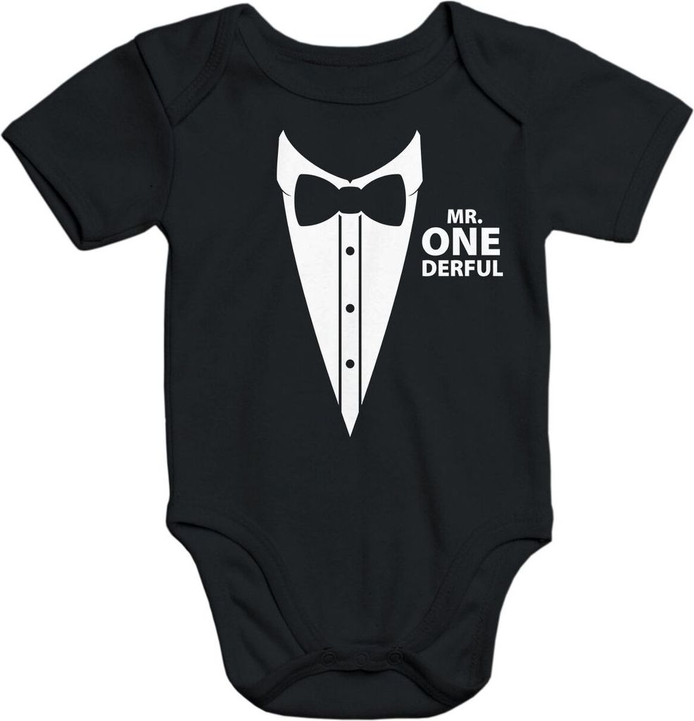 Kurzarm Baby-Body Mr Onederful Geburtstag 1 Jahr Geschenk Baumwolle Moonworks schwarz 12-18 Monate