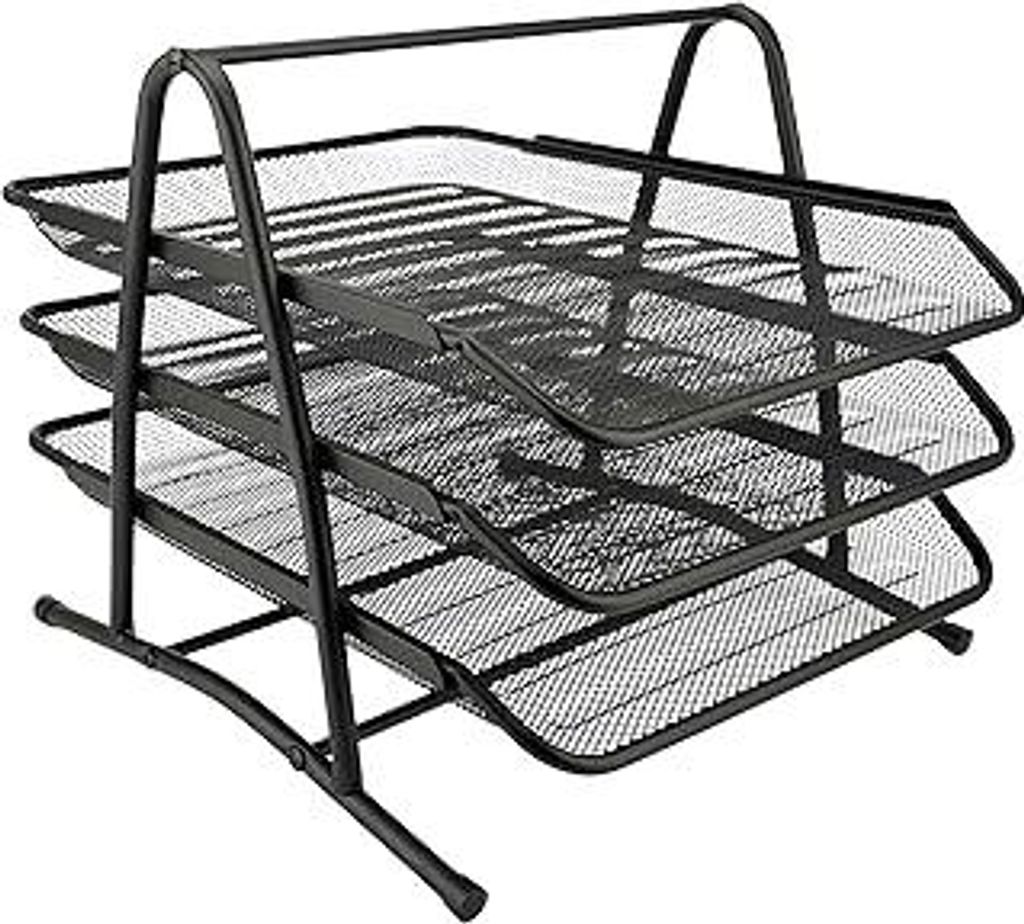 7610 Metall Ablagefächer Stapelbar - Büro Organizer Schreibtisch - Ablage Schreibtisch - 3 Schubfächer Briefablage Dokumentenablage A4 Organizer...