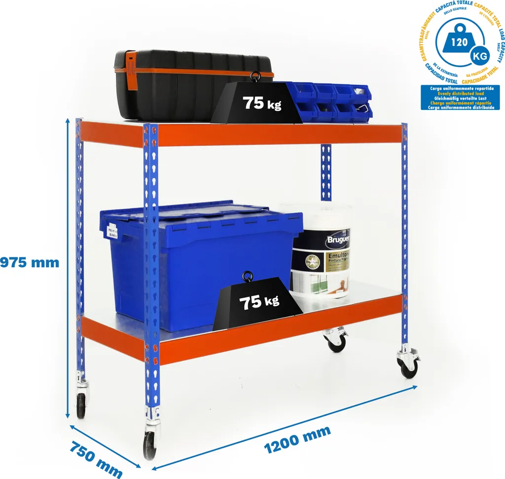 Rayonnage de stockage ECOFORTE MOB 1207-2 pour ranger matériel lourd
