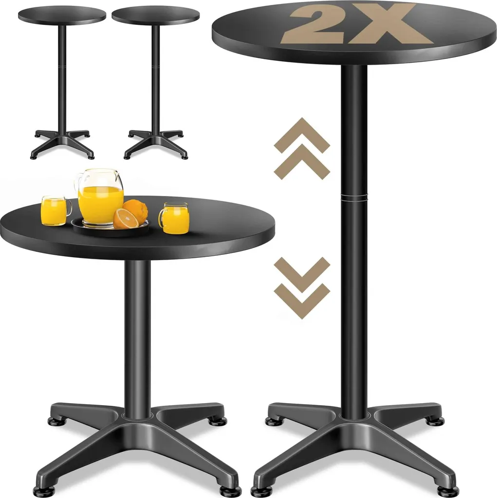 Mange-debout réglable en aluminium noir de 60 cm pour cuisine et salon