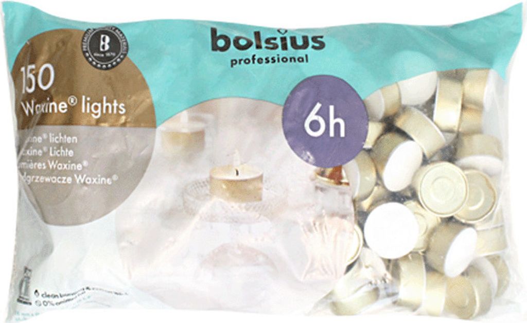 Teelichter in Aluminiumhülle, Waxine-Lichte, weiß, BOLSIUS, Produktbild 