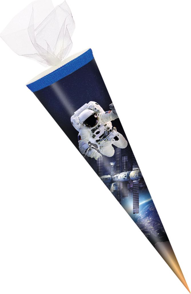Schultüte / Zuckertüte / 35cm / rund / Tüllverschluss / "Space"
