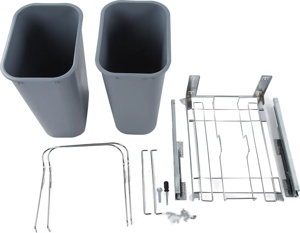 Poubelle double coulissante 35L deux compartiments pour tri sélectif