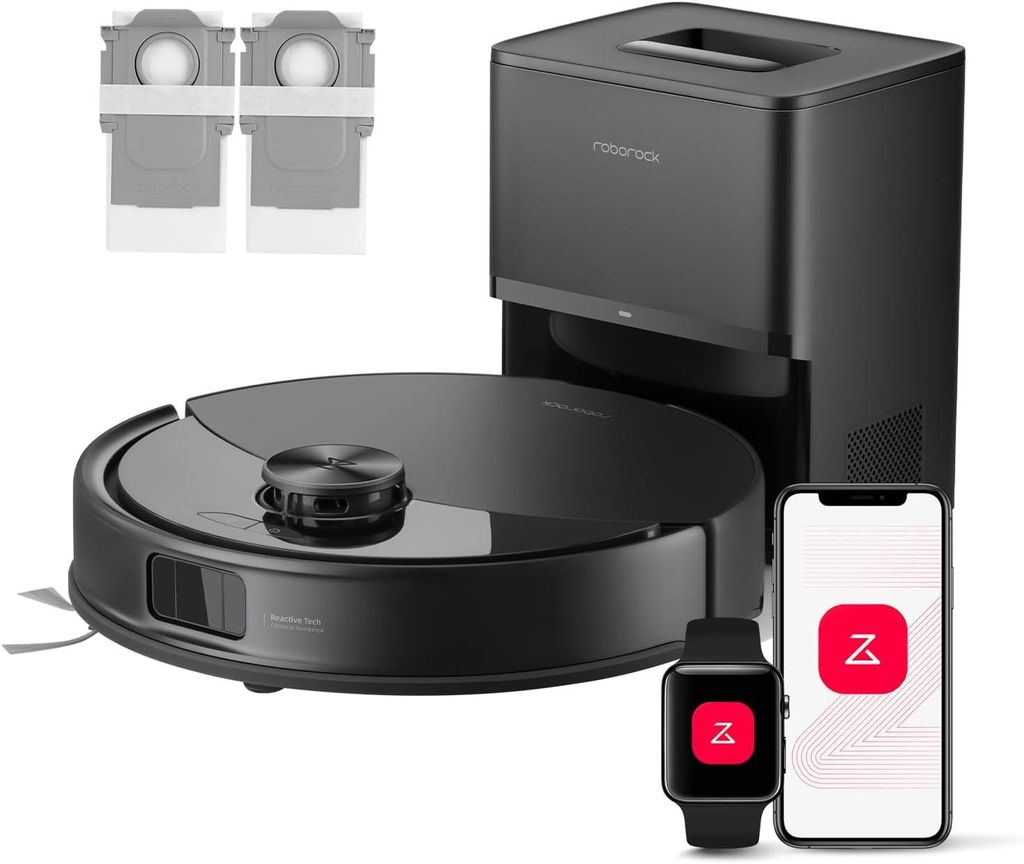 Roborock Q10 S5+ Set Staubsauger Roboter, 10.000 Pa(Upgrade von S8 Plus), Dual Anti-Tangle System, Auto Lifting Mopping, Ideal für Tierhaare (Schw...