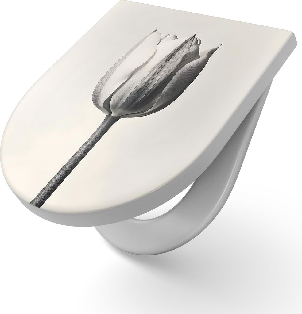 DEQORI WC-Sitz Duroplast 36,4x45,4 cm 'Die stille Tulpe' Toilettensitz WC-Brille Design
