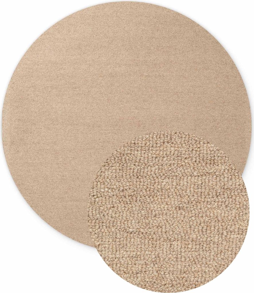Elle Decoration Puristic Fine Bouclé Wollteppich Knots Beige