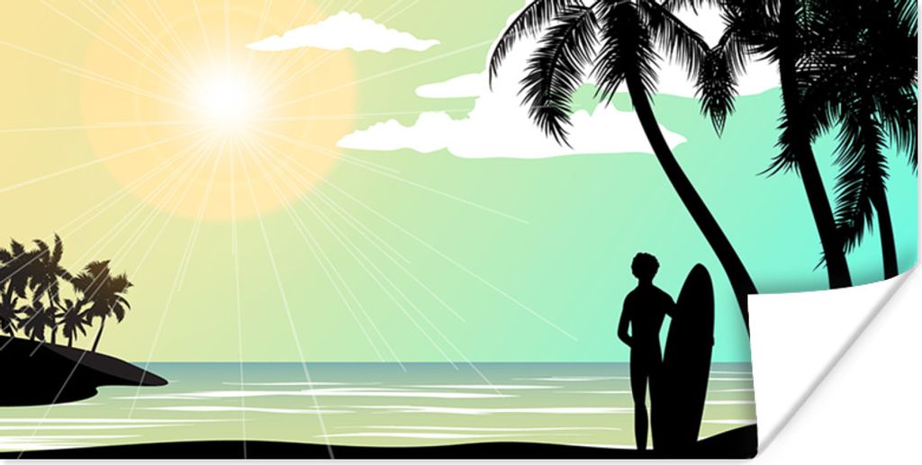 MuchoWow Poster Strand - Surfen - Sonne - Sommer 40x20 cm - Poster für die Wand - Poster Schlafzimmer