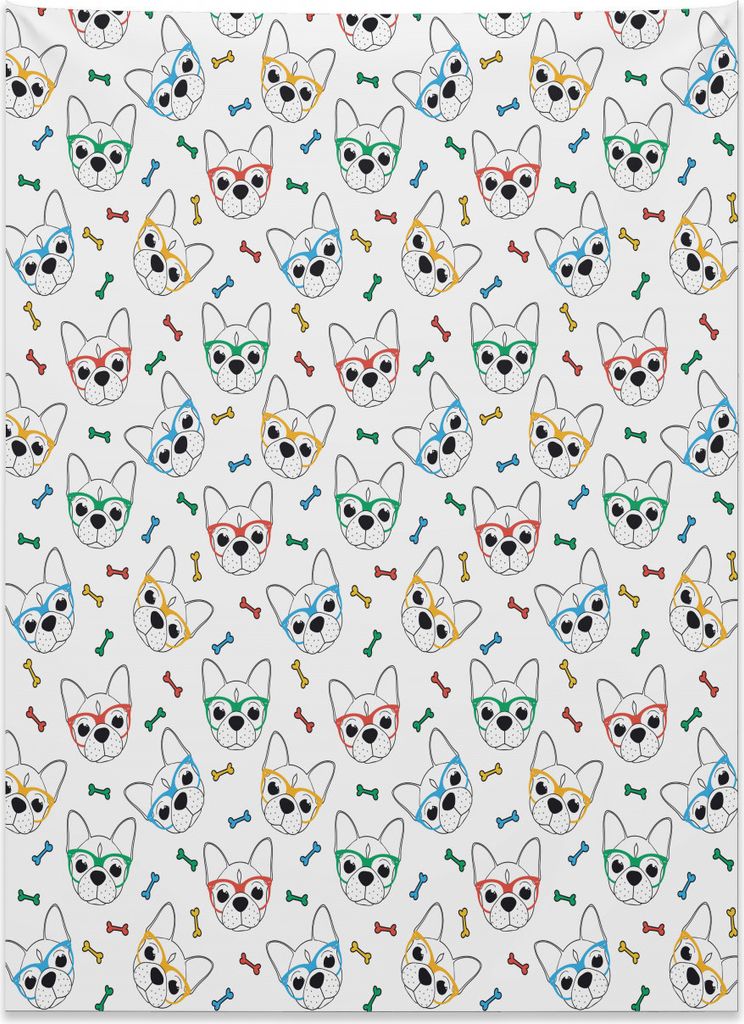 Abakuhaus Hundeliebhaber Wandteppich, Hipster Canine lustig aus Weiches Mikrofaser Stoff Kein Verblassen Klare Farben Waschbar, 110 x 150 cm, Mehrf...