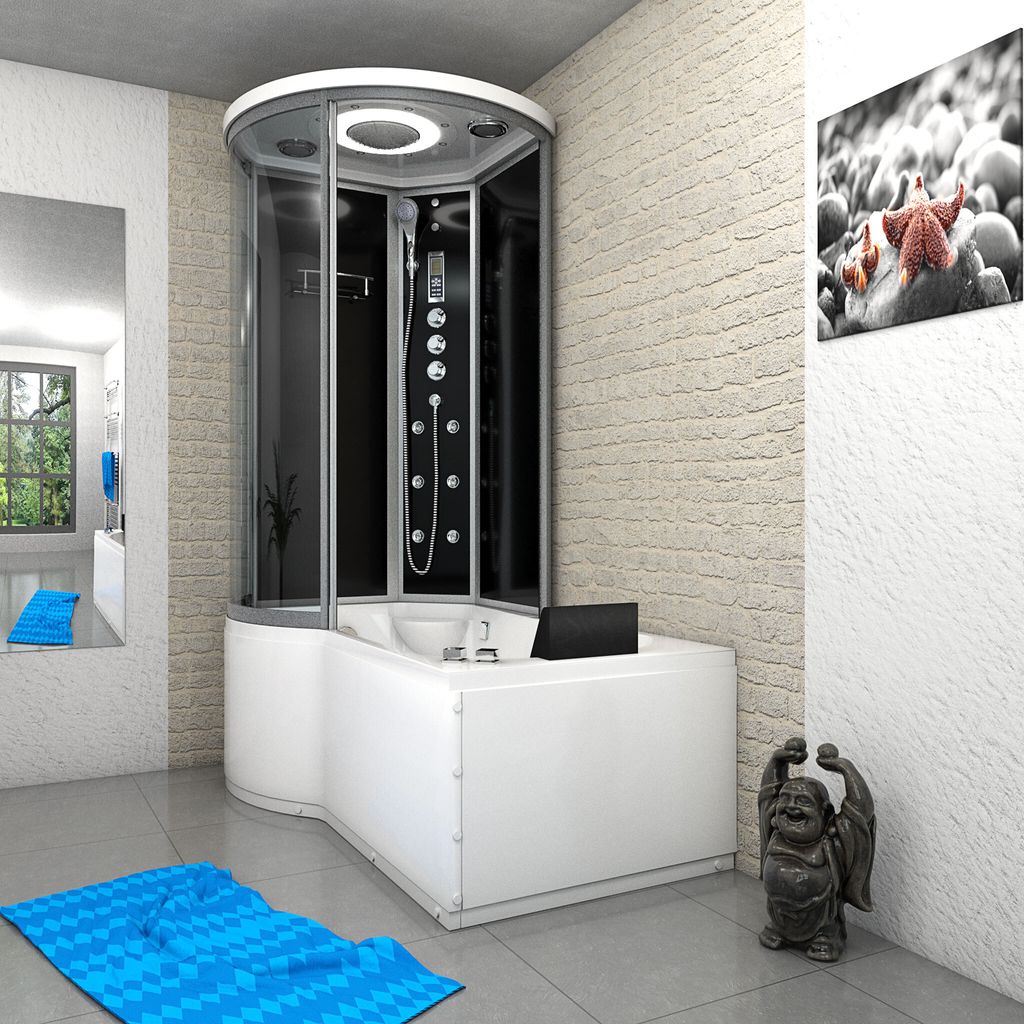 Kombination Whirlpool Dusche K55-R33-WP-EC Duschkabine Wanne 100x170