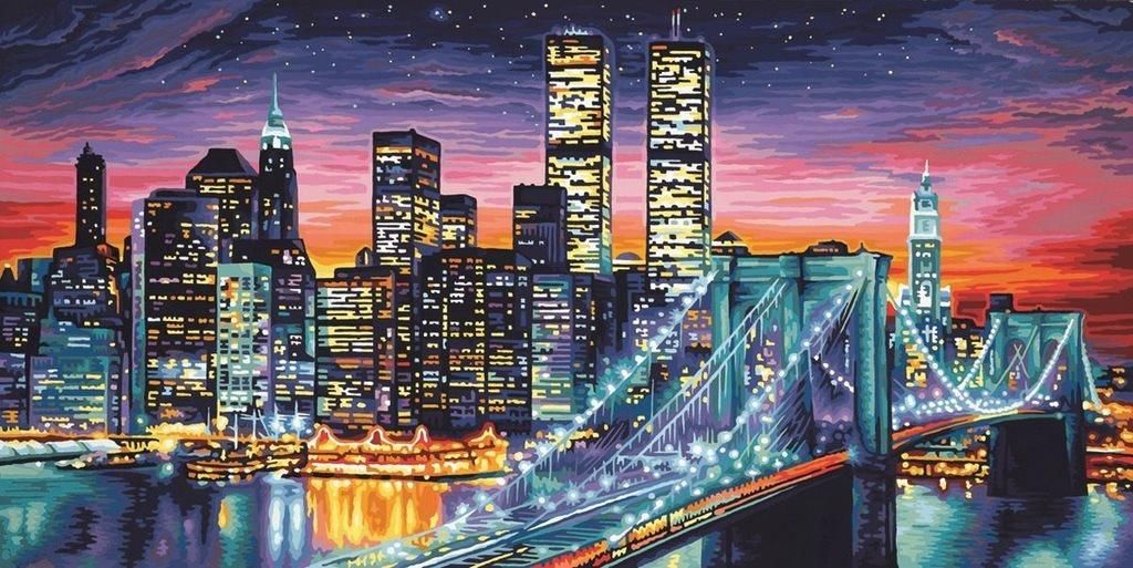 Mosaico de diamantes, Nueva York, Puente de Brooklyn, 30x40 Imagen del producto 