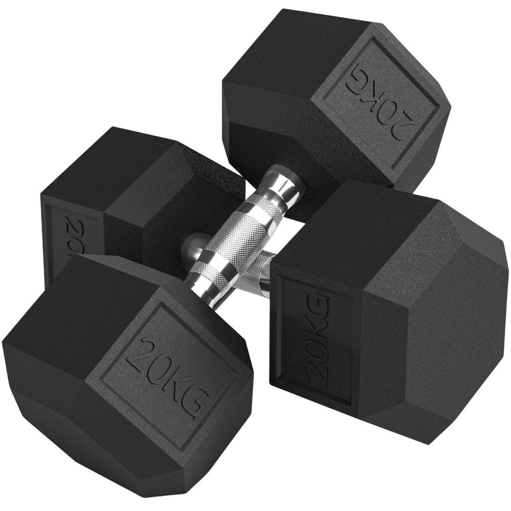 Hanteln, Rändelgriff, Gusseisen, 2 x 20 kg für das Home Gym