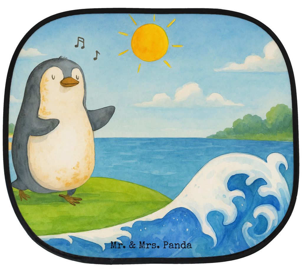Mr. & Mrs. Panda Sonnenschutz Auto Pinguin Surfer Design - Weiß - Geschenk, Sonnenblende, Motiviert, Wellen, Autoscheibe, Urlaub, fenster, Portuga...