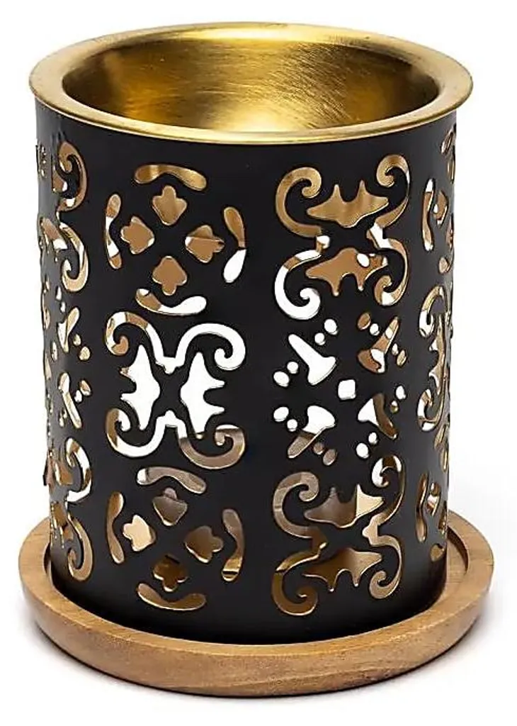 Brûleur Aromafume Taj noir mat 8x9cm pour huiles et résines - Duo
