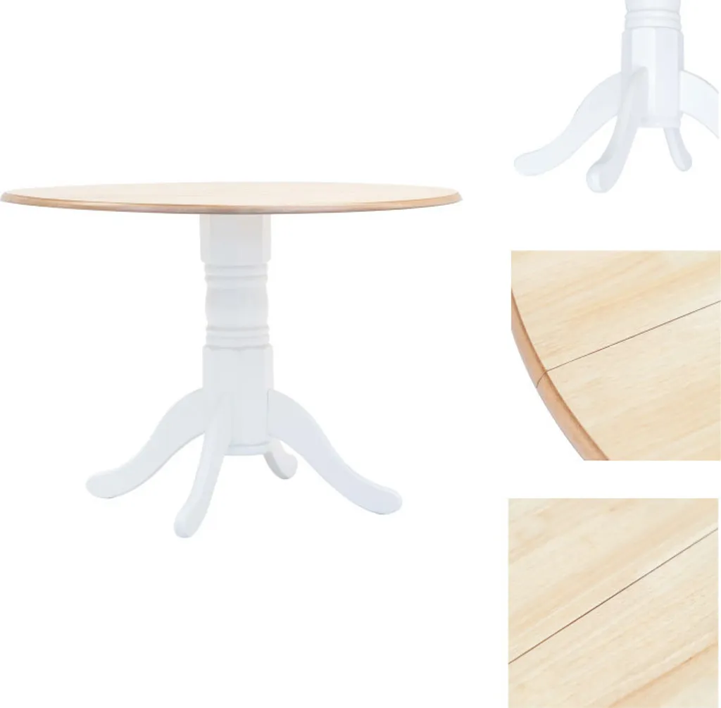 Table de salle à manger 106 cm pour 4 personnes en bois blanc marron