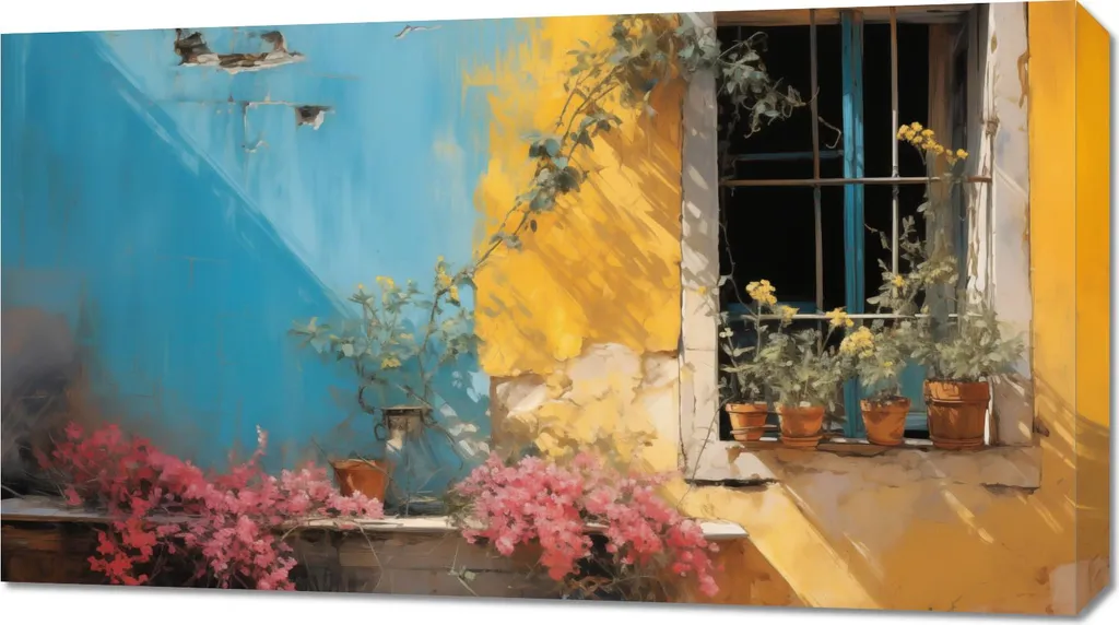 Quadro 90x50cm Via Soleggiata - Arredo Casa Moderno Stampa su Tela