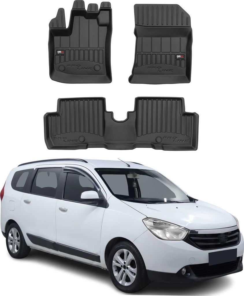 OMAC Gummi Fußmatten für Dacia Lodgy 2012-2024 Premium TPE Automatten Schwarz 3x