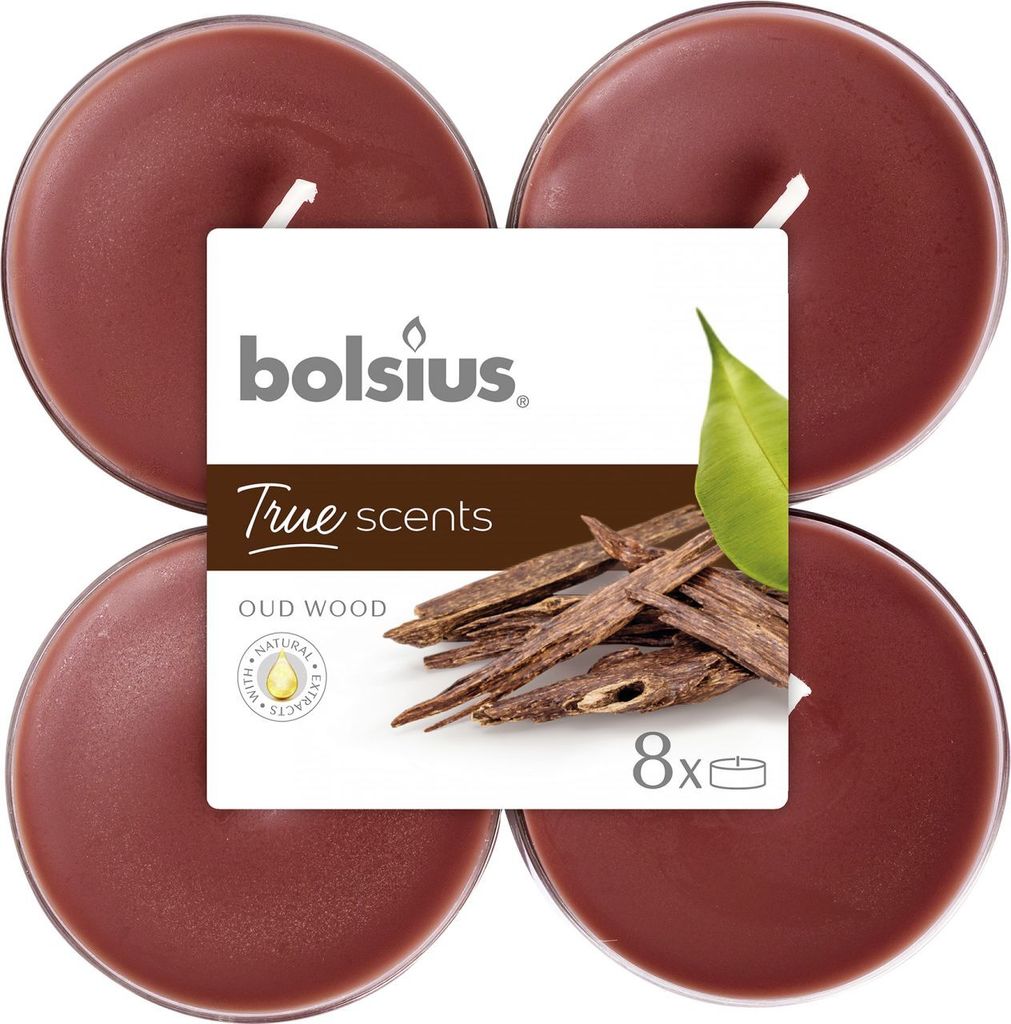Bolsius Duftteelichter Maxi Oud Wood, Höhe 1,17 cm, Ø 4,5 Produktbild 