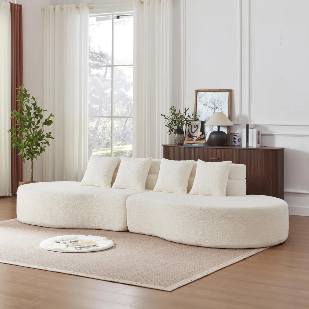 Canapé modulaire en mousse à mémoire de forme beige - Ensemble 2 pièces