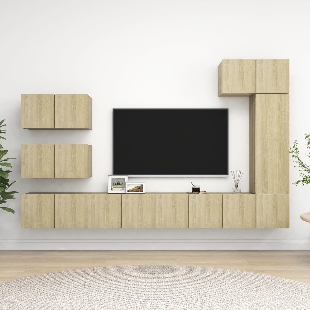 Maison Exclusive - 8-tlg. TV-Schrank-Set Sonoma-Eiche Holzwerkstoff