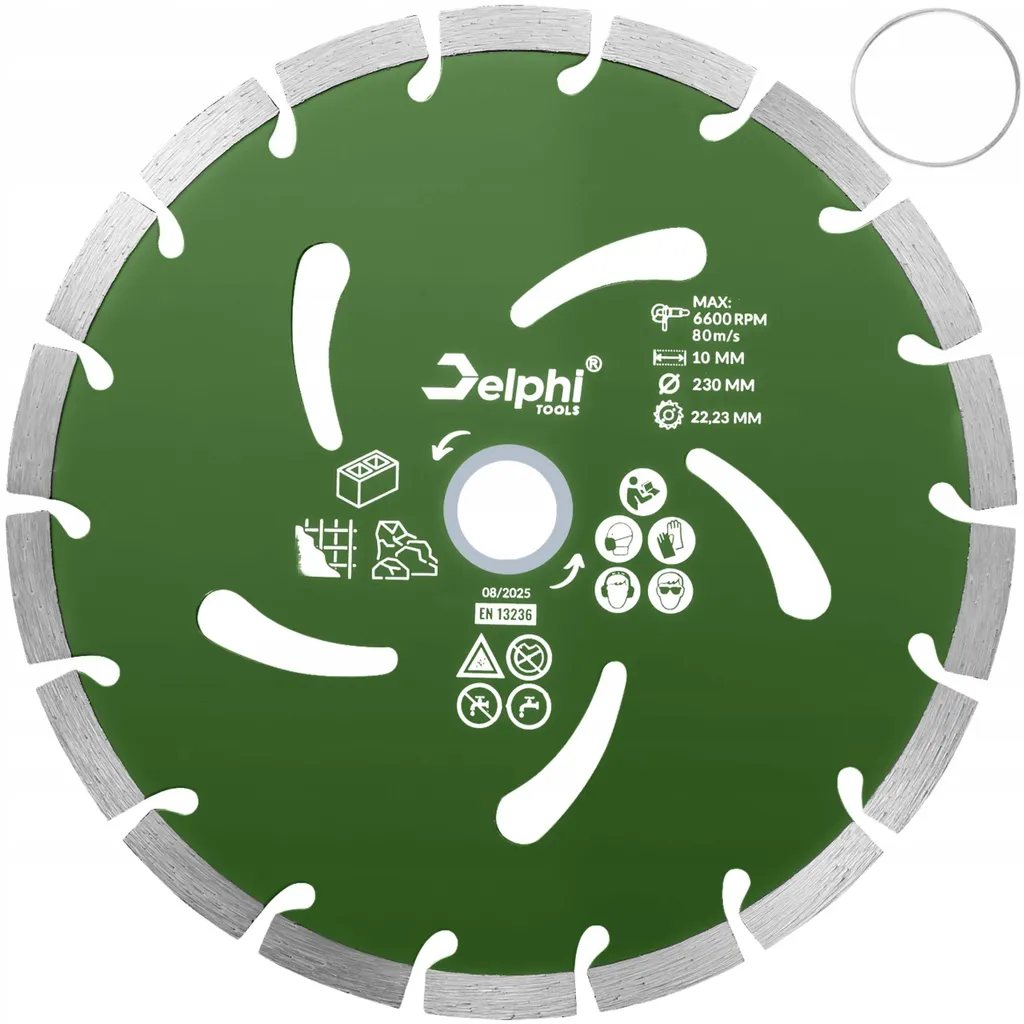 Disco diamantato da taglio 230 mm per calcestruzzo, blocchi forati, mattoni, pietra – segmento diamantato 10 mm