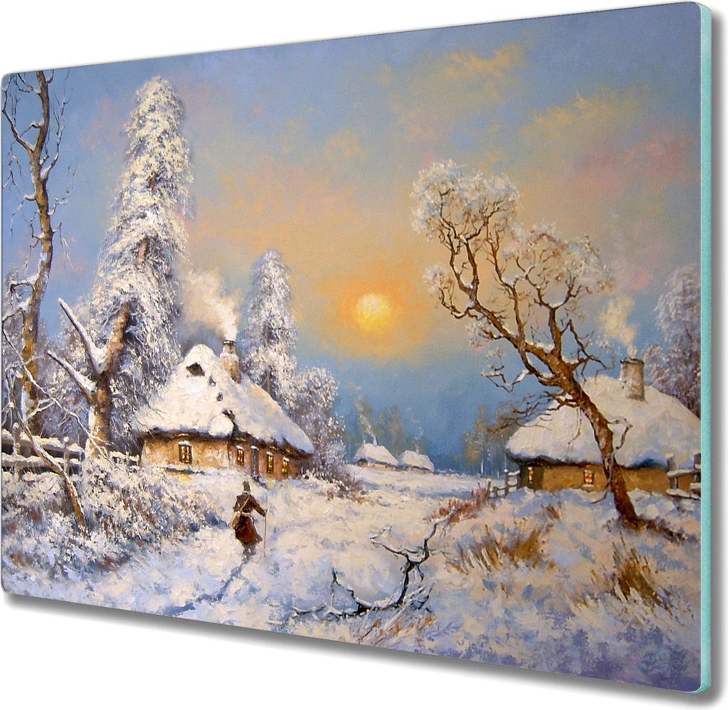 Coloray Herdabdeckplatte 60x52 cm Schneidebrett Kochplattenabdeckung Küchenbrett Hackbrett - Die Dorfhütte Winter