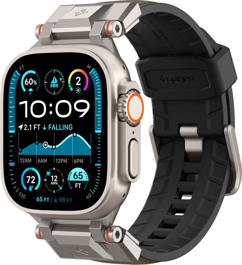 Spigen DuraPro Armor, Band, Smartwatch, Grün, Apple, Apple Watch Ultra (49/46/45/44/42 mm), Nylon, Thermoplastische Polyurethane (TPU)