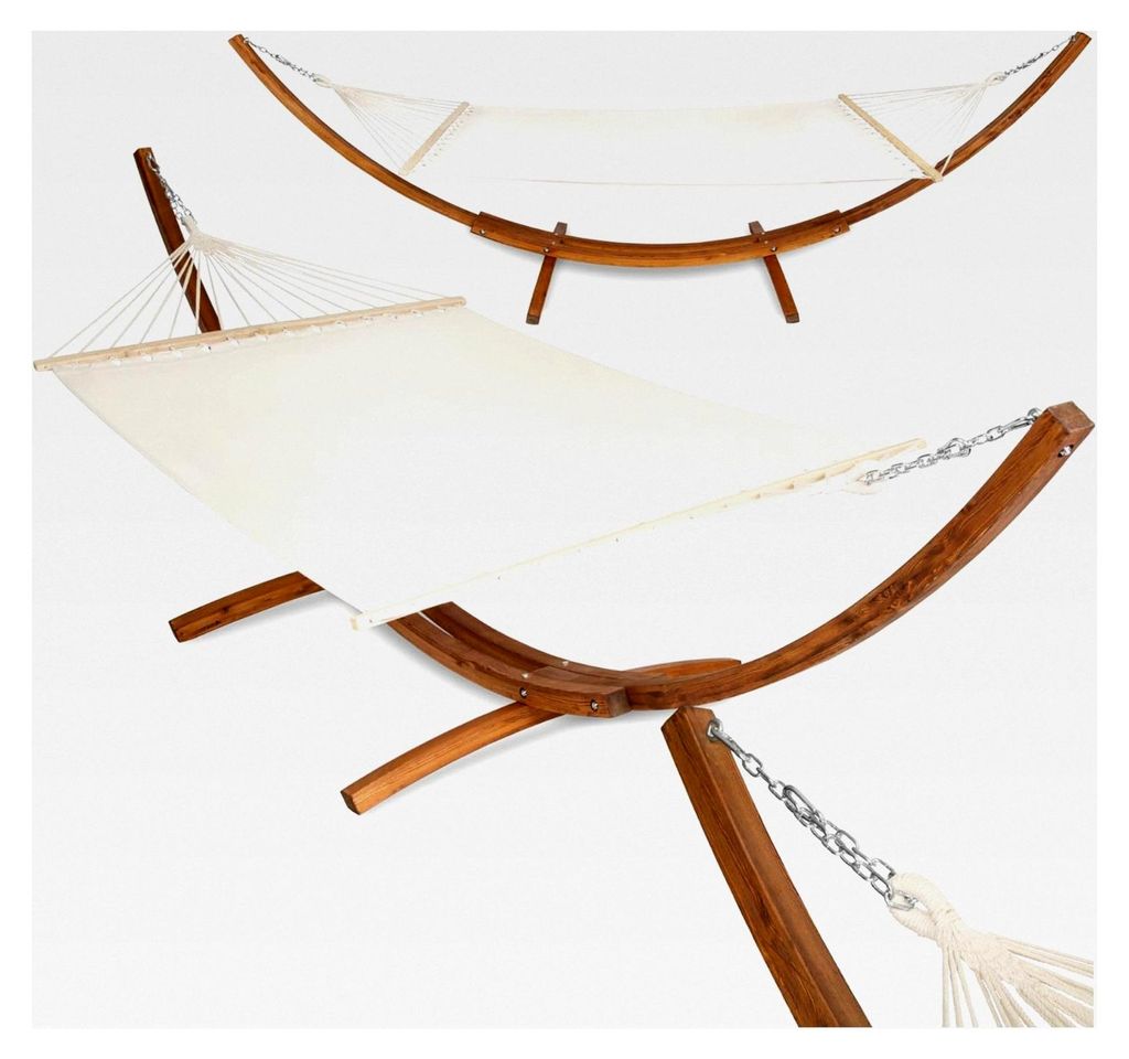 XXL Outdoor Hängematte für 2 Personen, Doppelliege mit Gestell, Liegefläche 205x150 cm, maximale Belastbarkeit 200 kg, Gartenschaukel, Möbel f...