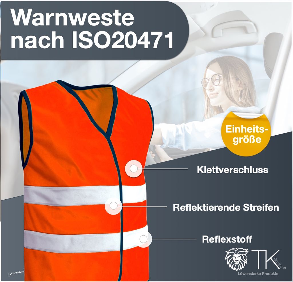 4X Warnwesten Orange - Pannenweste 2024 Unfallweste ISO20471