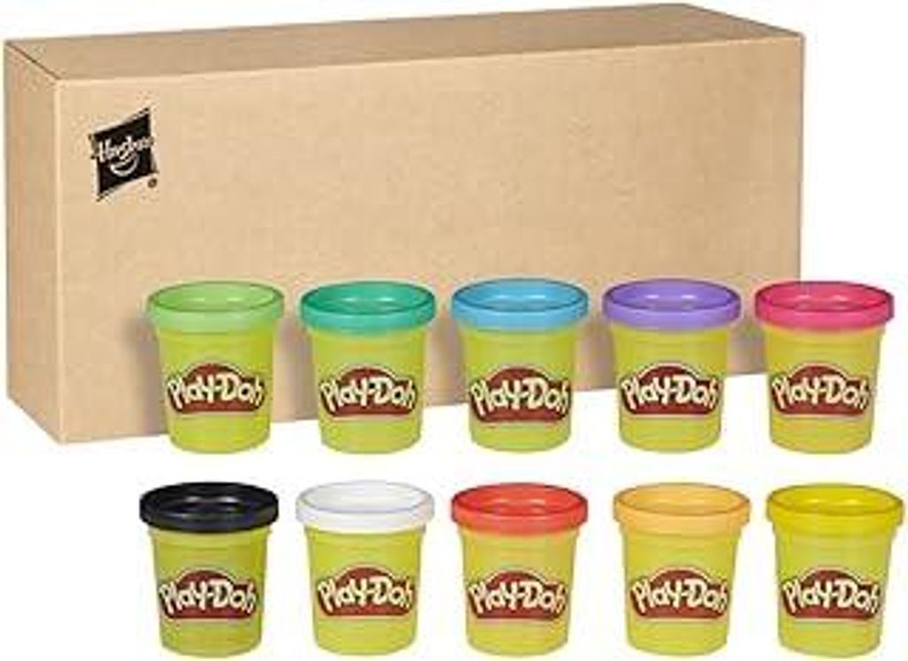 Play-Doh Rainbow Pack 10 x 56g Dosen, Bastel-Set mit hochwertiger Knetmasse in 8 fröhlichen Farben, fördert die Feinmotorik und das Gestalten, kr...