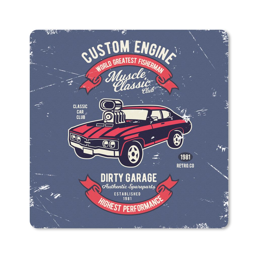 MuchoWow Mauspad Mousepad Auto - Motorrad - Retro - Briefe 30x30 cm - Mousepads - Maus Mat - Pad - Mausunterlage - Gaming