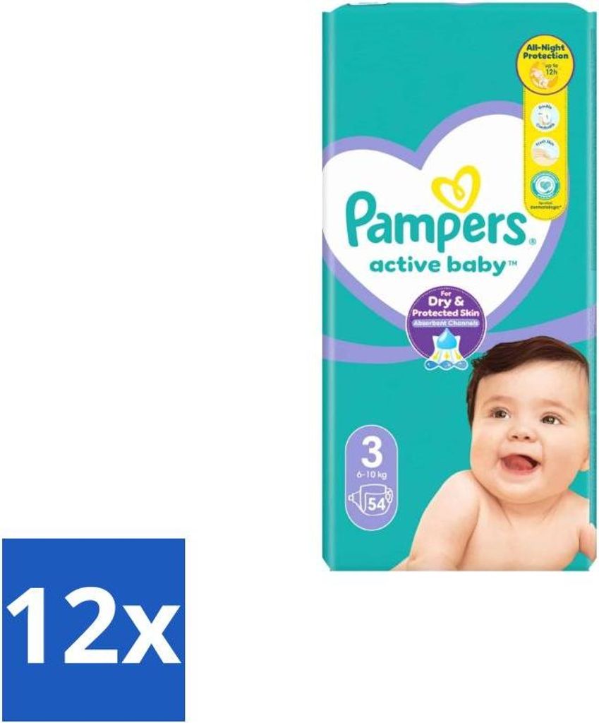 Pampers – Windeln – Active Baby Größe 3 – 54 Windeln - Vorteilspack - 12 Stücke