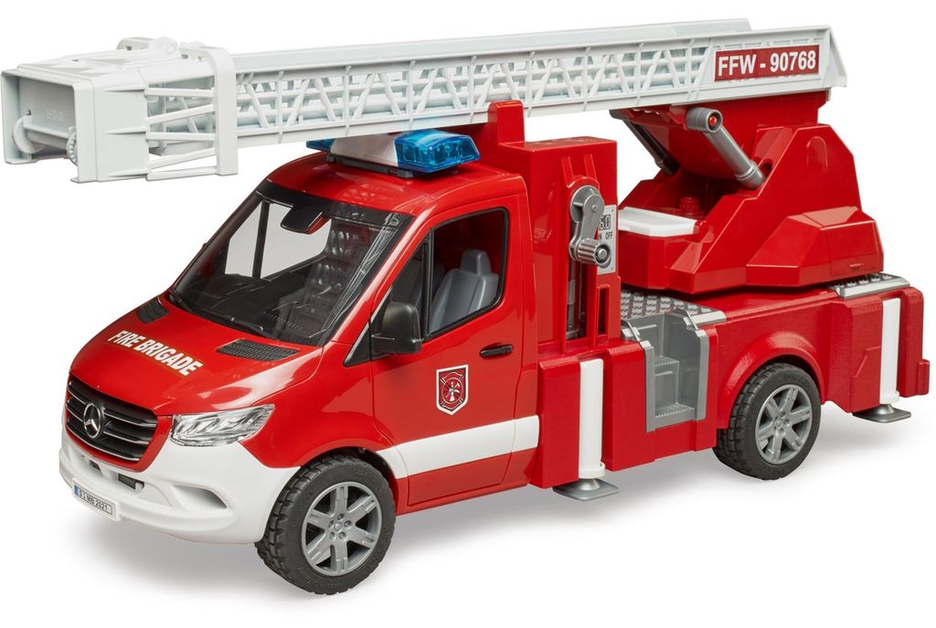 BRUDER MB Sprinter vigili del fuoco+scala+pompa św/dźw Immagine del prodotto 